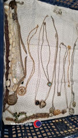 Tray of necklaces -some Hallmarked including gold necklace