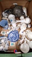 2 x boxes of assorted tableware inc teapots and Aynsley dish - 2