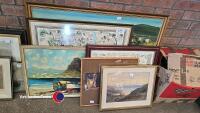 2 x framed maps of Yorkshire, oil and watercolour pictures etc