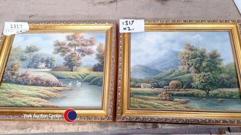 2 x small paintings by P Wilson