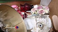 2 x boxes of household ornaments inc vases and bedside lamp - 5