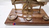 Miniature brass/wood scales with weights - 2