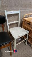 2 x Dining chairs, wood chair and wicker storage unit - 3