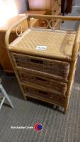 2 x Dining chairs, wood chair and wicker storage unit - 4