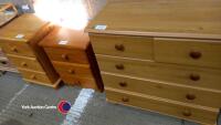 2 over 3 drawer unit plus 2 pine bedside drawers