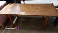 Retro teak coffee table, magazine rack and brass top foldaway table - 4