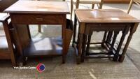 Wooden table with magazine storage plus nest of 3 tables