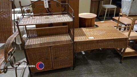 Wicker/steel storage unit and coffee table
