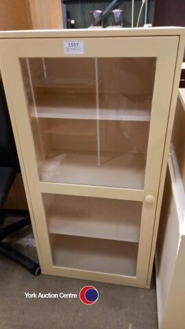 Wooden painted 3 tier cupboard with glass doors