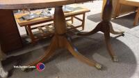 Oval oak table with claw feet and coffee table which is also middle leaf for table - 3
