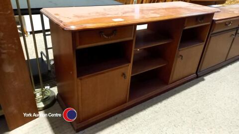 Teak sideboard with cupboards, drawers and shelves