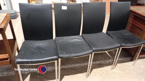 4 chrome/leatherette retro dining chairs
