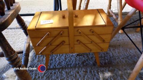 Old wooden cantilever sewing box