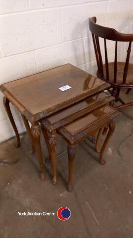 Vintage glass topped nest of tables