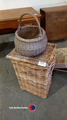 Wicker laundry basket and shopping basket