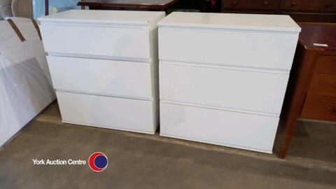 2 x White 3 Drawer Chests