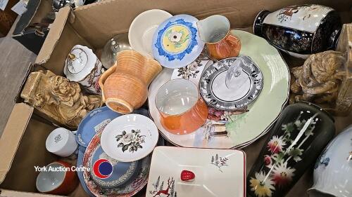 2 x boxes of various Wedgewood and Doulton pottery etc