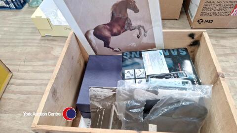 Wooden box of collectables