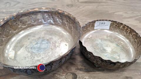 2 ornate sliver plated bowls