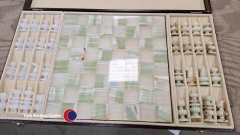 Large onyx chess set in box