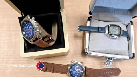 2 x Daniel Hechter chronograph watches plus Casio LCD watch