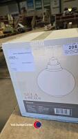 Heals glass globe pendant light, never used, still boxed.
