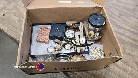 Box of mens watches and ladies jewellery