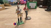 Hand painted metal soldier, Le Cimier Officer de Carabiniers, fine painted pewter military figure, 5in H and Napoleonic wars metal fine painted figure, approx 5' tall. - 2