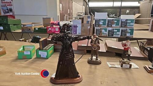 Large treacle glazed Japanese Samurai archer figurine holding a bow and arrow, approx 27in H, 5kg, condition is very good.