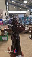 Large treacle glazed Japanese Samurai archer figurine holding a bow and arrow, approx 27in H, 5kg, condition is very good. - 4