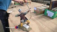 1992 figure of Kneeling Archer by K Fallon, HSC Holland Studio Craft, 10in h