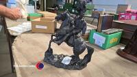 An original signed 1980 David Geenty Heredities cold cast bronze figure group of a Cavalry Hussar Dragoon, DG17 Light Brigade, excellent, undamaged used condition - some wear to the felt under base. 30cm h, 2.2kg