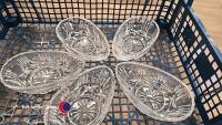 6 x cut glass avocado dishes