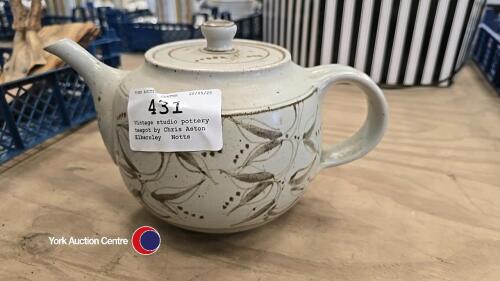 Vintage studio pottery teapot by Chris Aston, Elkersley , Notts