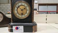 Vintage wooden mantle clock plus slate clock - 2