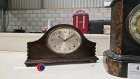 Vintage wooden mantle clock plus slate clock - 3
