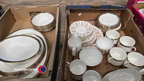 2 boxes of Royal Albert Iona tea & dinner ware and Royal Albert Safari tea set