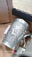 Pewter: 4 x Large tankards, 3 x Goblets, 3 x Beaker, 1 x Small Tankard, 1 x Small Beaker - 4