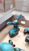 Blue china ornaments includes: bunny, seal, penguin, duck, large owl, large polar bear all immaculate condition, horse, condition as found - 2