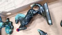 Blue china ornaments includes: bunny, seal, penguin, duck, large owl, large polar bear all immaculate condition, horse, condition as found - 3
