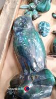 Blue china ornaments includes: bunny, seal, penguin, duck, large owl, large polar bear all immaculate condition, horse, condition as found - 6
