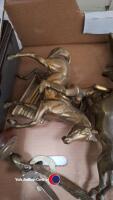 Box of assorted brassware inc horses theme items - 4