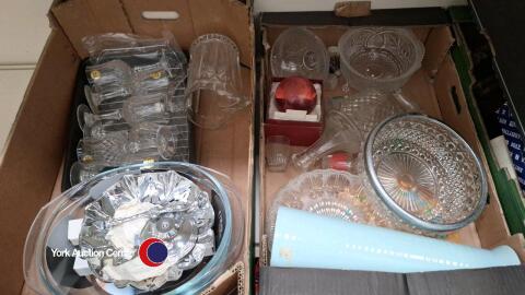 2 x Boxes of glassware inc crystal D'Arques glasses and decanter