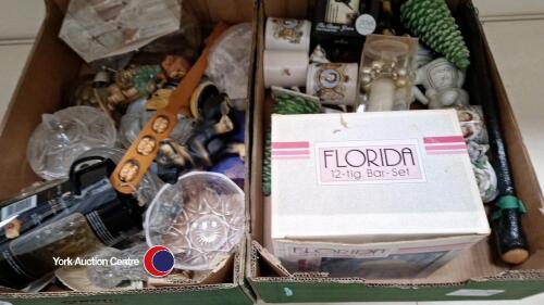 2 x Boxes of mixed glassware, crystal and ornaments