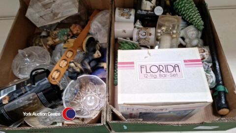 2 x Boxes of mixed glassware, crystal and ornaments