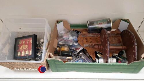Box of collectable decorative spoons and alcohol miniatures