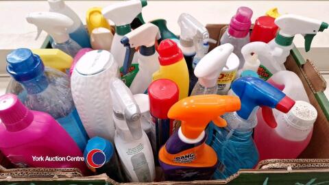 Box of household cleaning products