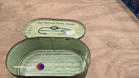 Early 20th Century Boots Chemist Enema Syringe tin