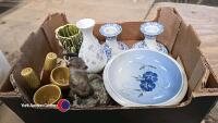 Box of collectables inc 2 x Wally dogs, a Royal Copenhagen dish - 2