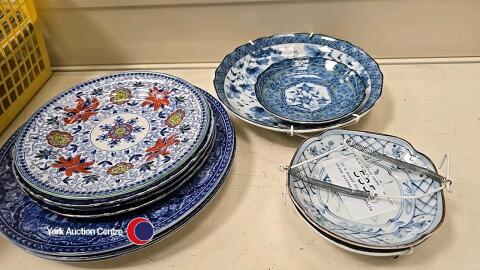 10 x mixed blue & white china plates